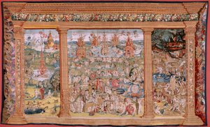 De tuin der lusten (Jardín de las Delicias). Vierde wandtapijt in de serie. Voor 1560.