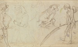 Studies van groteske figuren door Hieronymus Bosch