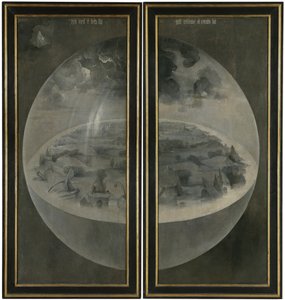 De tuin der lusten. Drieluik, achterkant: De schepping door Hieronymus Bosch