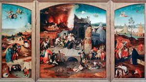 Drieluik van de Verzoeking van Sint Antonius, ca 1480-1516 door Hieronymus Bosch