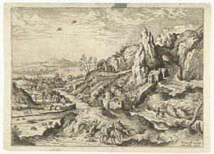 Abraham en Isaak op weg naar de offerplaats door Hieronymus Cock