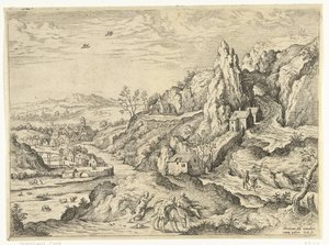 Abraham en Isaak op weg naar de offerplaats door Hieronymus Cock