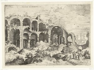 Derde gezicht op het Colosseum te Rome Romeinse ruïnes