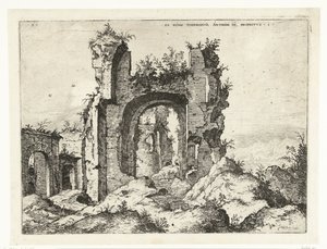 Eerste gezicht op de Thermen van Caracalla door Hieronymus Cock