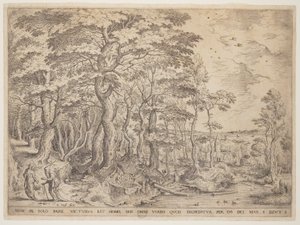 Landschap met Christus door Hieronymus Cock