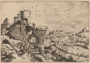 Ruïnes op de Palatijn, Kijkend naar de Baden van Caracalla