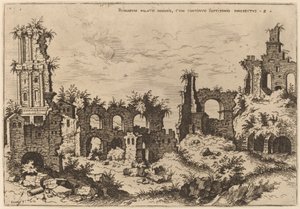 Ruïnes op de Palatijn met het Septizonium door Hieronymus Cock