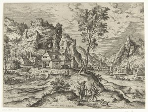 Tobias en de engel door Hieronymus Cock