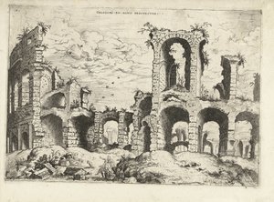 Tweede gezicht op het Colosseum te Rome Romeinse ruïnes door Hieronymus Cock