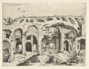 Vierde gezicht op het Colosseum te Rome door Hieronymus Cock