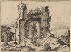 Uitzicht op de Baden van Caracalla door Hieronymus Cock