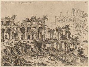 Uitzicht op het Colosseum met het Palatijn op de Achtergrond