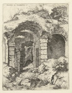 Zesde gezicht op het Colosseum te Rome Colossæi ro prospectvs 6 Romeinse ruïnes door Hieronymus Cock