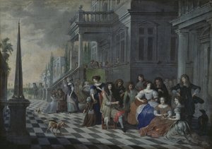 Personages die muziek maken voor een paleis, 1672