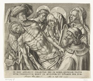 Het lichaam van de dode Christus wordt gedragen door Hieronymus Wierix