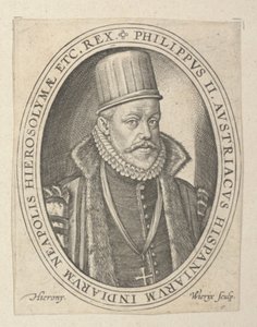 Phillip II van Spanje, laat 16e-begin 17e eeuw (gravure) door Hieronymus or Jerome Wierix