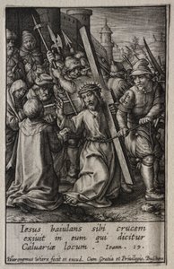 De Passie: Christus draagt het kruis door Hieronymus or Jerome Wierix
