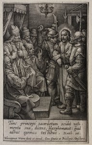 De Passie: Christus voor de Hogepriester door Hieronymus or Jerome Wierix