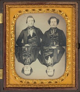 Portret van twee mannen,c. 1850 (foto) door Higgins