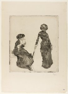 Mary Cassatt in het Louvre: De Etruskische Galerij door Hilaire Germain Edgar Degas