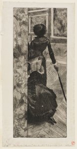 Mary Cassatt in de schilderijengalerij van het Louvre door Hilaire Germain Edgar Degas