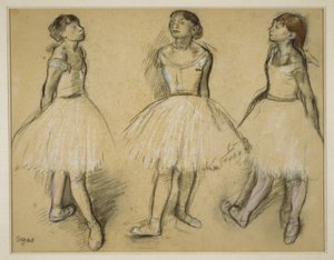 Drie studies van een danser in vierde positie door Hilaire Germain Edgar Degas