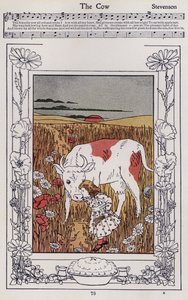 De Koe (kleur litho) door Hilda Broughton