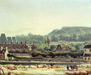 Het Hopital Saint-Louis en de Buttes-Chaumont in 1830 door Hippolyte Adam