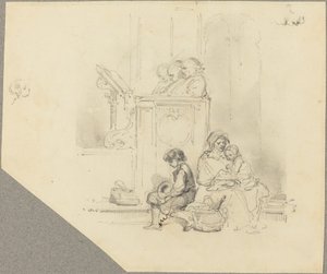 Figuren bij een Kerkdienst