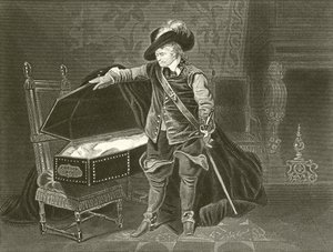 Cromwell bekijkt het dode lichaam van Karel I