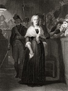 Marie Antoinette voor het Revolutionaire Tribunaal, 14 oktober 1793, gegraveerd door William French (ca.1815-98) door Hippolyte Delaroche