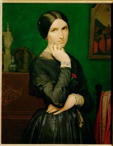 Mme. Hippolyte Flandrin (schilderij op doek) door Hippolyte Flandrin