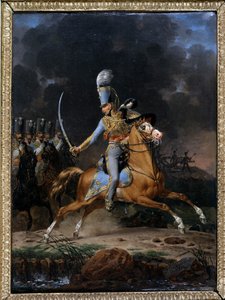 Kolonel van de Huzaren circa 1815 - 1816. Schilderij door Lecomte gedateerd 1816. Collectie 