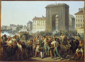 Gevechten bij de stadspoort van St. Denis 28 juli ... door Hippolyte Lecomte