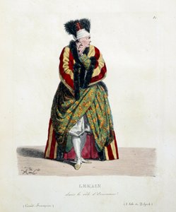 Franse acteur Henri Louis Cain genaamd Lekain of Le Kain (1729-1778) in de rol van Orosmane in Voltaire