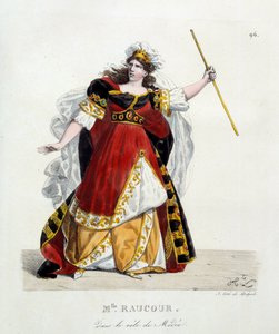 Franse actrice Mademoiselle Raucourt (overleden 1815) in de rol van Medee in de Comedie Francaise door Hippolyte Lecomte