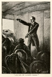 En jij, mijn trouwe vriend., uit De Reis om de Wereld in Tachtig Dagen door Jules Verne (1828-1905) gegraveerd door Louis, 1873 door Hippolyte Leon after Benett