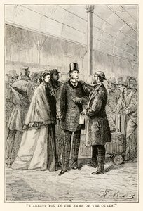 Ik arresteer je in naam van de Koningin, uit De Reis om de Wereld in Tachtig Dagen door Jules Verne (1828-1905), 1873