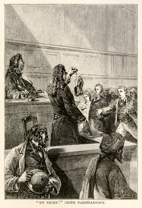 Mijn Schoenen!, riep Passepartout, uit De Reis om de Wereld in Tachtig Dagen door Jules Verne (1828-1905), gegraveerd door Adolphe François Pannemaker (1822-1900), 1873