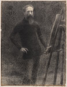Zelfportret aan de ezel door Hippolyte Petitjean