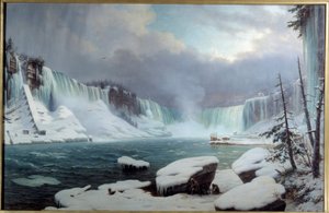 De Grote Niagara-waterval, Wintereffect. Uitzicht op de Niagara-watervallen