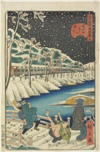 Nr.14, Akabane Brug bij Shiba in de Sneeuw