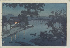 Avond aan de Chikugo-rivier in Hita