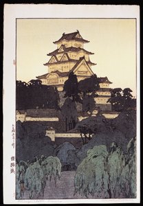 Avondzicht op Himeji kasteel