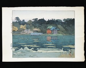 Tempels aan de waterkant door Hiroshi Yoshida