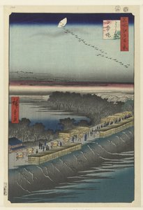 Gezicht op de Nihondijk bij het Yoshiwara door Hiroshige (I) , Utagawa