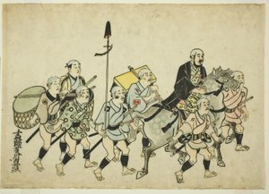 Processie van een Daimyo door Hishikawa Moronobu