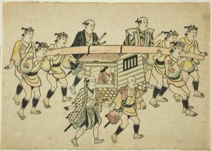 Processie van een Daimyo door Hishikawa Moronobu