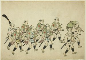 Processie van een Daimyo door Hishikawa Moronobu