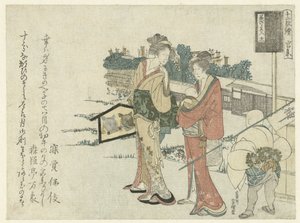Twee vrouwen op een heiligdom bezoek door Hishikawa Sori